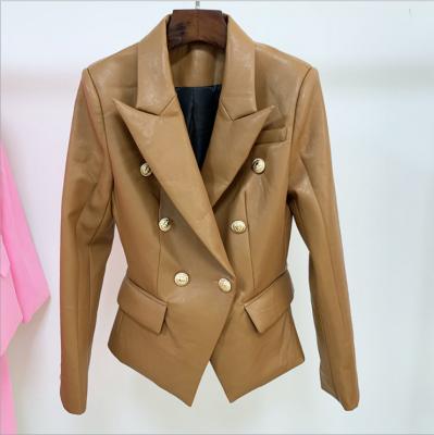 China New Winter Breathable Women Fashion Beading Celebrity Evening Runway Leather Jacket for sale