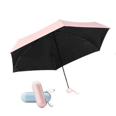 China Contemporary Mini Pocket Capsule 5 Times Sun Rain Easy Open Narrow Small Size Umbrella for sale