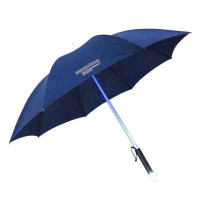 China Contemporary Straight 23inch Blue Color Led Light Umbrella With Custom Print For Advertising for sale