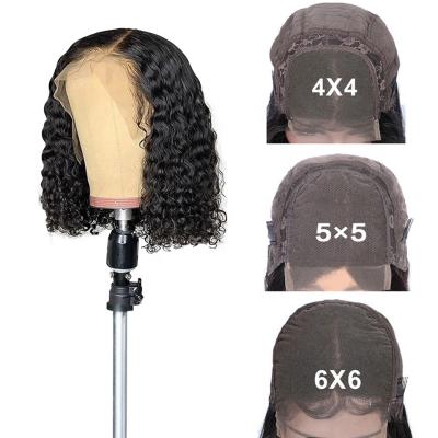 China ISEE Water Wave 6A Short Peruvian Hair Grade Short Peruvian Hair 10A Lace Frontal Bob Curly 10A Lace Wigs Manufacturer Peruvian Korean Water Hair Wig for sale