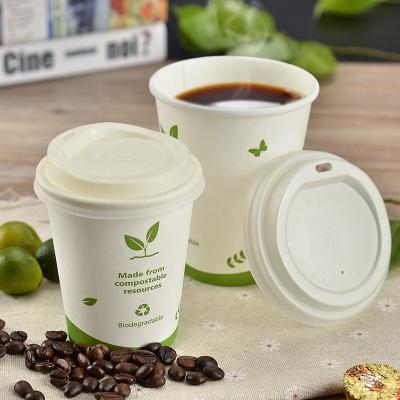 China Loongpack 12oz PLA Disposable Compostable Paper Cup with PLA Plastic Lid for Hot Coffee for sale