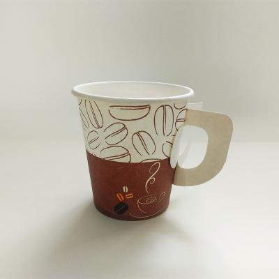 China Sustainable Custom Printed Water 7oz Paper Cup With Handle for sale