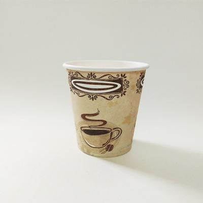 China 7oz Single Wall Single Wall Printed Disposable Hot Drink Paper Coffee Cup With Printed Handle for sale