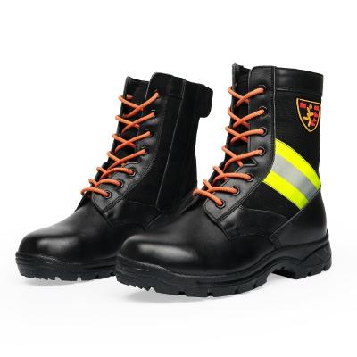 China Waterproof Firefighters Rescue Boots Leather Anti-static Anti-tear Fire Running Boots Emergency Safety Shoes for sale