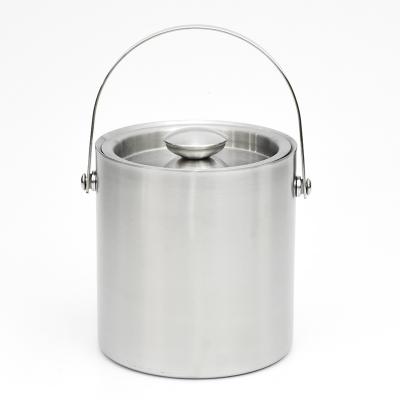 China Viable Polishing Stainless Steel Ice Container Filter Frame Champagneice Wine Ice Bucket With Tongs for sale