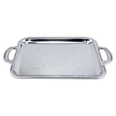 China Viable stainless steel with ear flower disc hotel tray fruit dish tray export tray decorative dishes and dishes for sale