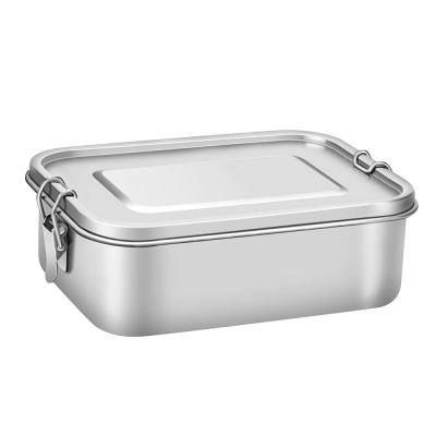 China Food Grade 304 Stainless Steel Lunch Box 1000/1200/1400/1800ml Leakproof Ring Square Lunch Box Premium Silicone Seal Container Heatable for sale