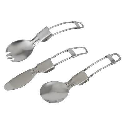 China Stainless Steel 3pcs Travel Cutlery Set with Foldable Fork and Spoon for sale