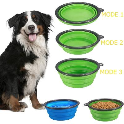 China Amazon Bpa Food Grade Dog Food Viable Custom Free Water Travel Feeding Silicone Portable Collapsible Dog Bowl for sale