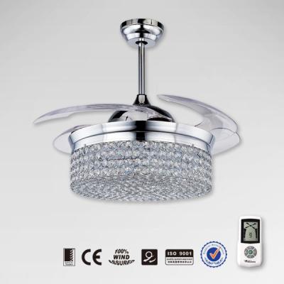 China Crystal Luxury Metal Ceiling Fan With Hidden Blade for sale