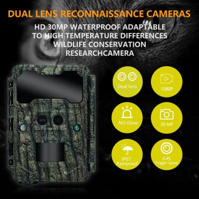 China KW696 outdoor wildlife hunting camera dual-lens 30MP no-glow trail camera 1080p night vision 512G forest camera infrared à venda