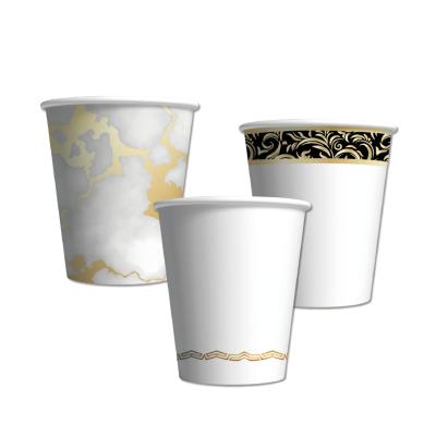 China Wholesale Party Household Hot Selling Gold Stamping Custom Printed Paper Cups for sale