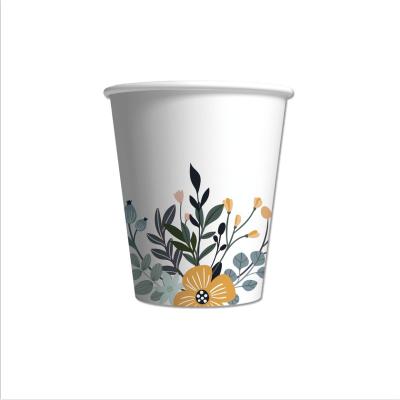 China Flower and Plants Party Decoration Small Disposable Cold Cheap Cooler Paper Cups Coffee Cups Price Water Flower for sale