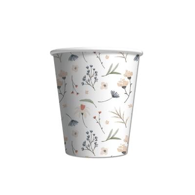 China 10pcs Flower And Plants Per Set Hot And Cold Drinks Paper Cups 8oz Flower And Plants Party Disposable Cups for sale