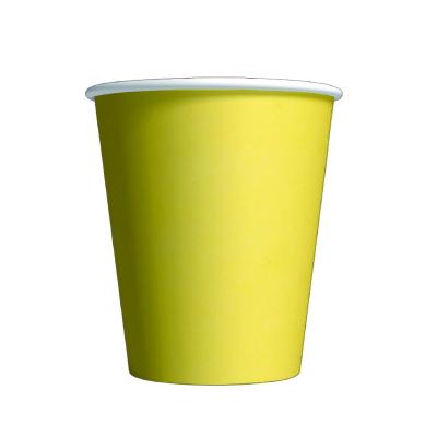 China Solid Color 10 Pcs Per Set Custom Disposable Single Wall Yellow Paper Cups 9 Oz Disposable Hot Coffee Cups for sale