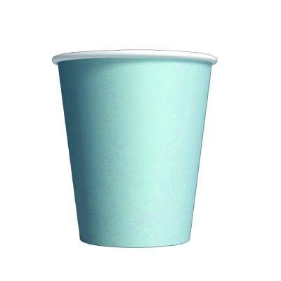 China Customized Solid Color Printed Paper Cups Party Single Wall Light Blue Eco Friendly Bulk Cold Cups for sale