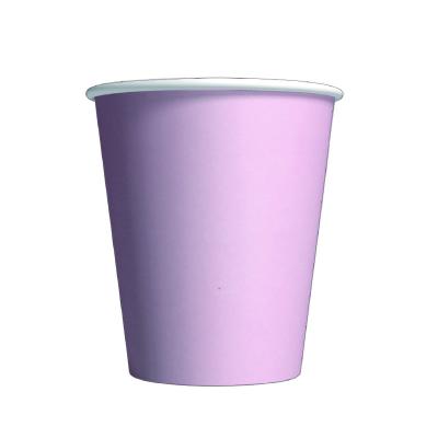 China Hot Selling Home Decor Solid Color 2023 9oz Peach Water Coffee Light Pink Paper Cups Disposable 10pcs Per Pack for sale