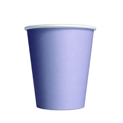 China Eco Friendly Solid Color Hot Selling Amazon Party Cups Disposable 9oz Hot Drinks Purple Paper Cups Set for sale