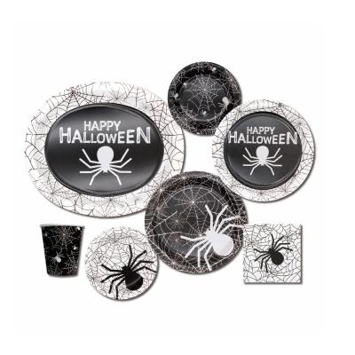 China For kids factory price 8oz Halloween happy holiday high quality party paper plates and cups and napkins 118pcs per set for sale