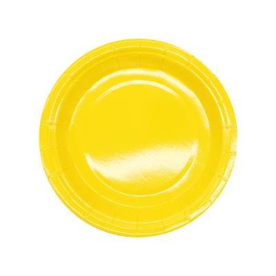 China custom printed 270g 9 inch round white card shaped party paper plates for tea party for sale