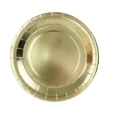 China 270g White Card Laser Theme Gold Paper Plates Custom Printed Colorful Paper Plate For Party for sale