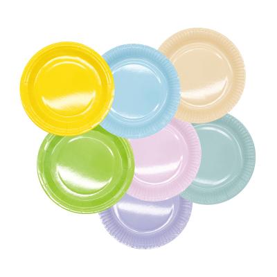 China 270g Card Direct Selling Color Birthday Party Paper Plates Pure White Disposable Eco-friendly Paper Plate for sale