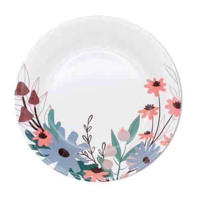 China HOT Selling 270g White Card Custom Printed Colorful Paper Plate Disposable Paper Plates For Wedding for sale