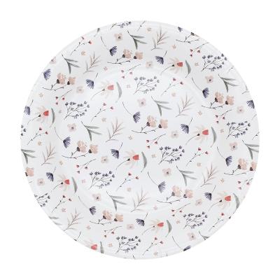 China 270g Card White Disposable Tableware Set Various Flowers Party Eco Friendly Disposable Paper Plates for sale