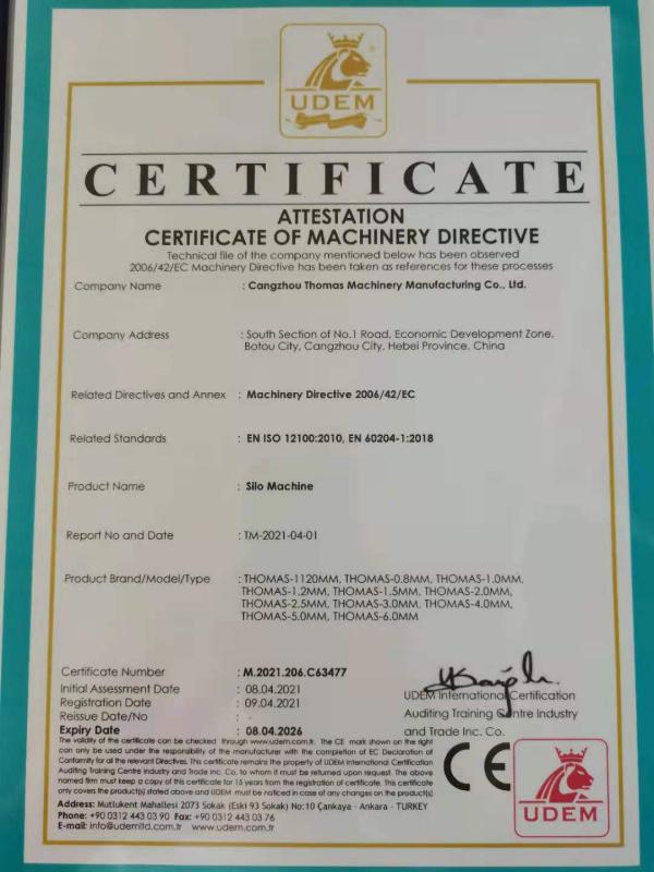 CE - Cangzhou Thomas Machinery Manufacturing Co., Ltd.