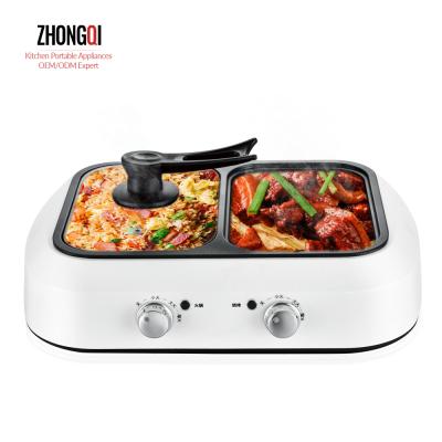 China Outdoor Mode 2 in 1 Electric Grill Portable Electric Grill with Hot Pot Grill Suitable for 2 or 3 People for sale