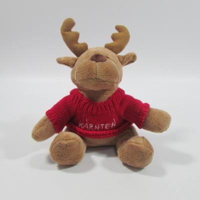 China Plush Stuffed Animal Deer In Red Sweater Competitive Price Christmas Day Gift Plush Toy Factory for sale