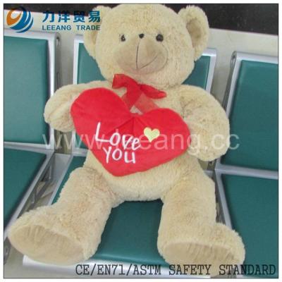 China Giant Plush Teddy Bear with Heart Valentine's Day Plush Red Heart Teddy Bear, Customized Toys, CE/ASTM Safety Standard for sale