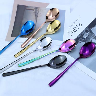 China Korean style viable colorful 304 stainless steel spoons and soup spoon for sale