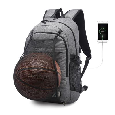 China With USB Custom Basketball Bags Sports Backpacks With Ball Compartment Outdoor Gym Ball Backpack With USB Charging for sale