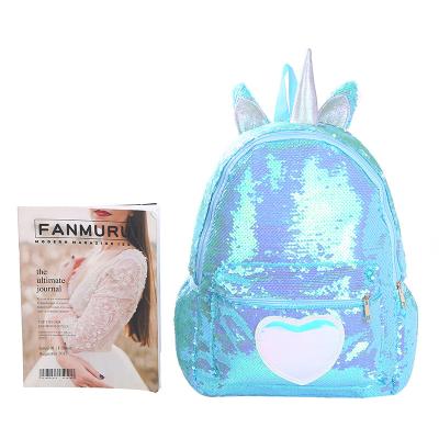 China None Cute Girl Sequin Unicorn School Backpack Bag Sequin Laser Kids Backpack Women Any Bag for sale