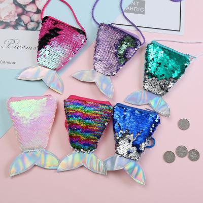 China Mini Coin Purse Sequin Coin Purse Kids Messenger Bag Small Casual Cute Diagonal Fish Sequin Coin Purse For Girls for sale