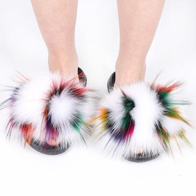 China Fashion Trend Women's Furry House Slides Custom Designer Slides Real Fur Slippers Fur Slides Women's Sandals for sale