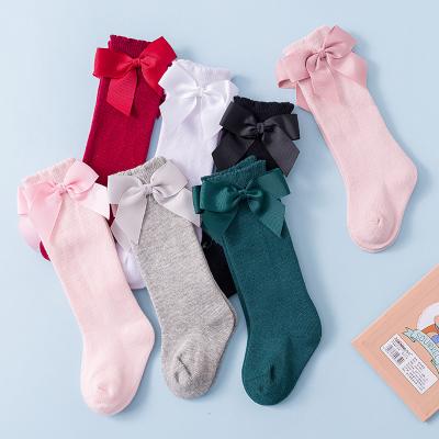 China Hot Wholesale Baby Kids Long Socks Girls Tall Bow Socks for sale