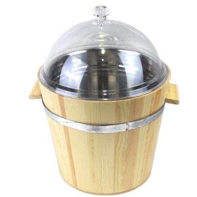 China Low MOQ Durable Solid Wood Simple Wooden Ice Bucket Bar Red Wine Beer Food Storage Bucket for sale