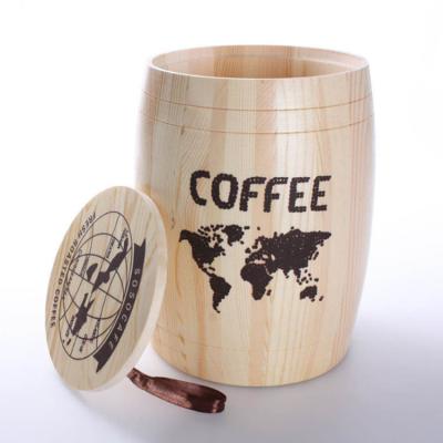 China Personalized Promotional Handmade Wooden Coffee Bean Barrel for sale