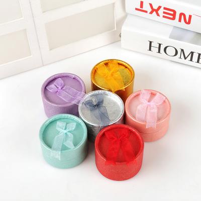 China Super Cheap Multicolor Round Paper Set Boxes Ring Jin Bracelet Bow Large Packing Box Jewelry Packaging Box for sale