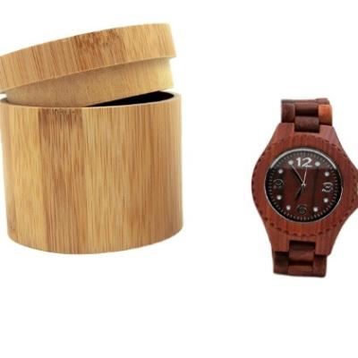 China For New Watch Round 100% Pure Bamboo Vintage Watch Box for sale