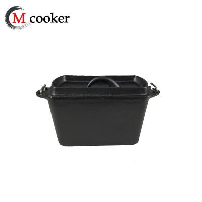 China Single preseasoned coated cast iron bread box with stainless steel handle for sale