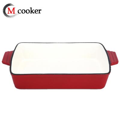 China Durable Cast Iron Oval Enamel Tray Fish Shape Dish Cooking Pan for sale