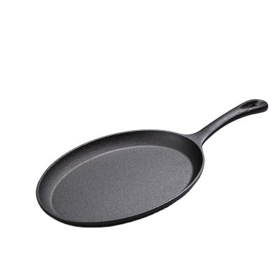 China Sustainable 2 IN 1 Cookware Cooking Frying Pan Cast Iron Grill Pizza Pan With Wooden Board for sale