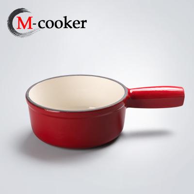 China Sustainable Cast Iron Enamel Cooking Pot Oven Dishwasher Safe New Style Cheese Pot Sauce Pots / Fondue Melting Set for sale