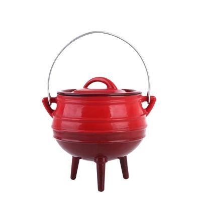 China Sustainable Top Quality Enamel South Africa Three Leg Cast Iron Potjie Fire Pot For Camping for sale