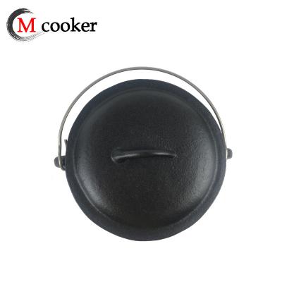 China Outdoor Kitchen Utensils Round Shape Cast Iron South Africa Pot Preseasoned Soup Pot For Camping for sale