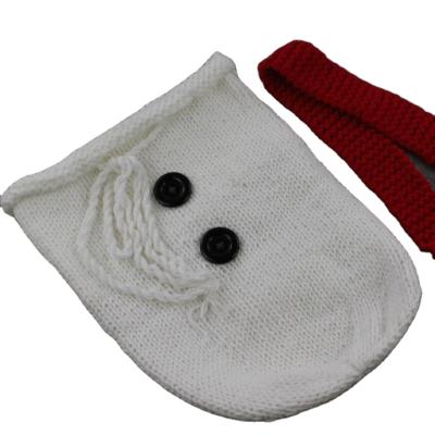 China Photography Breathable Newborn Props Wrap Christmas Snowman Babe Crochet Sleeping Bag with Scarf/Hat Picture Costume for sale