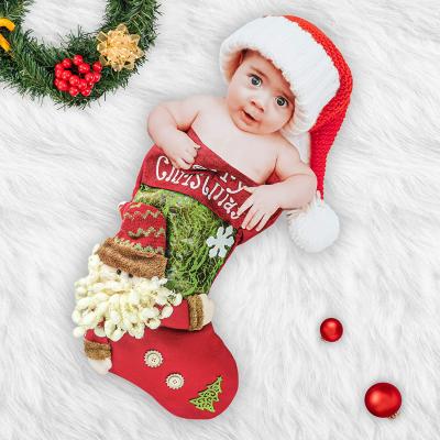 China Breathable Christmas dress up sleeping bag setBaby three-piece baby Christmas hat sleeping bag toy photography props for sale